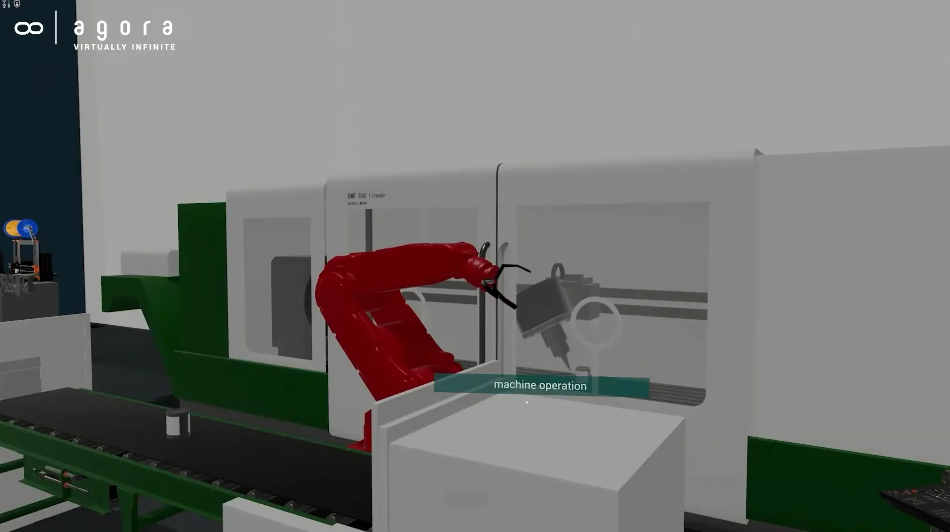Industrial robot machine-operation simulation in 8agora